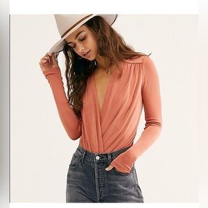 Free‎ People Turnt Bodysuit Copper Color Size Small
